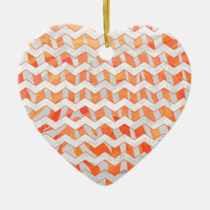 Ornement En Céramique Impression orange et blanc zèbre