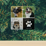 Ornement En Céramique In Love Memory Custom Chig Photo Collage Keepsaké<br><div class="desc">Ce magnifique ornement de Noël personnalisé pour chien photo souvenir est personnalisé avec d'adorables photos et souvenirs de votre petit-déjeuner sucré. Customisez ce cadeau de condoléances réfléchi avec vos propres photos d'animaux de compagnie personnalisées autour d'un carré noir avec un joli empreinte de patte blanc et le nom de votre...</div>