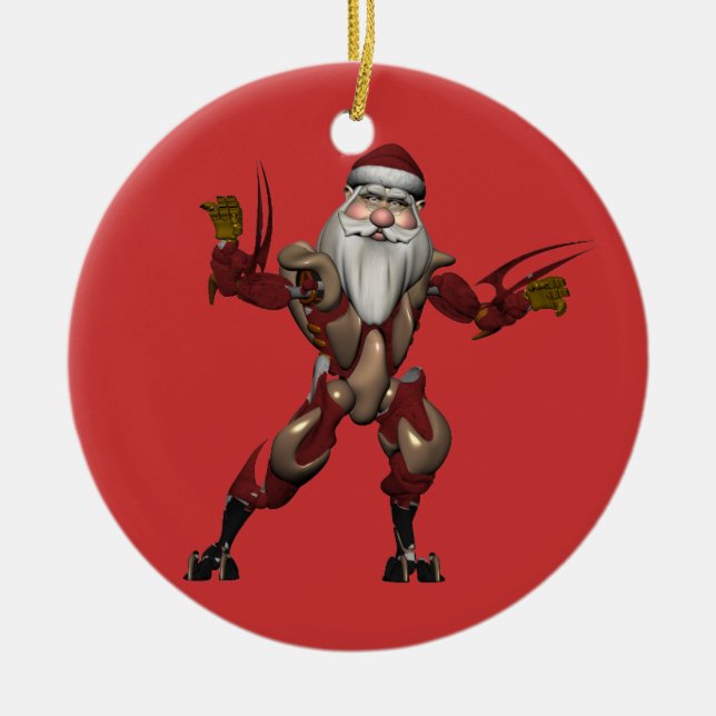 Ornement En Céramique Industrie Robot Santa Claus (Devant)