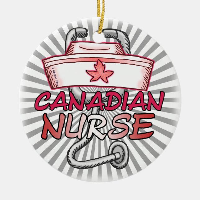 Ornement En Céramique Infirmière Canada (Devant)