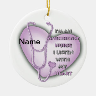 Ornement En Céramique Infirmière de coeur pourpre Anesthésiste