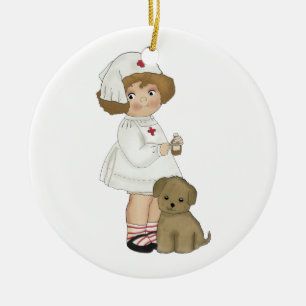 Ornement En Céramique Infirmière vintage avec le T-shirts et les cadeau