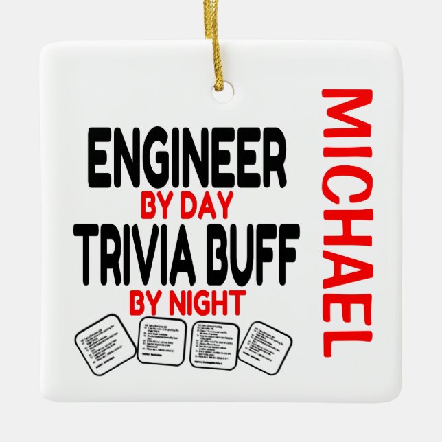 Ornement En Céramique Ingénieur aime jouer Trivia PERSONNALISÉ (Devant)