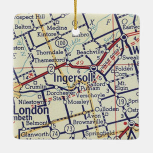 Ornement En Céramique Ingersoll ON Carte Vintage