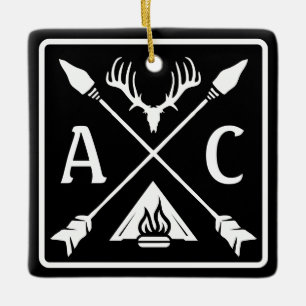 Ornement En Céramique Initiales personnalisées Emblème extérieur rustiqu