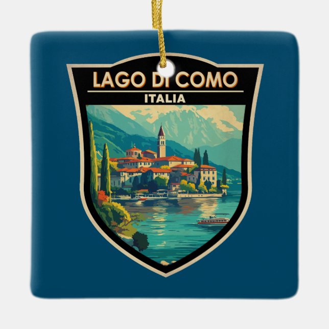 Ornement En Céramique Insigne d'art de voyage Lago di Como Italia (Devant)