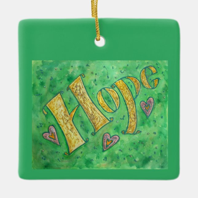 Ornement En Céramique Inspirational Hope Word Art Cadeaux personnalisés (Devant)