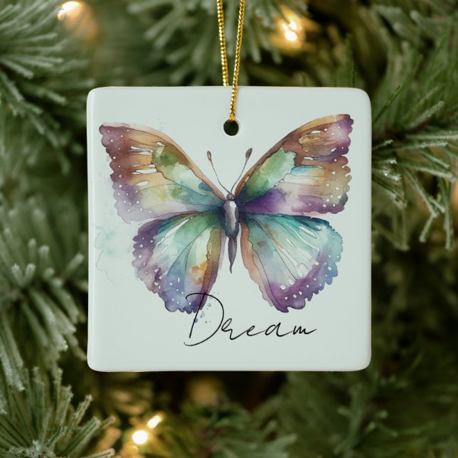 Ornement En Céramique Inspirational Mint Aqua Blue Dream Butterfly (Arbre)