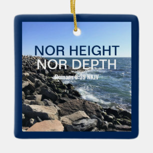 Ornement En Céramique Inspirationnelle Bible Verse Waves of the Sea Blue
