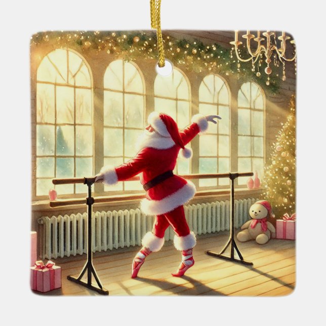 Ornement En Céramique Instructeur de Barre préférée Père Noël personnali (Devant)