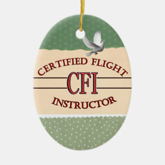 ORNEMENT EN CÉRAMIQUE INSTRUCTEUR DE VOL CERTIFIÉ ROUGE DE LOGO CFI