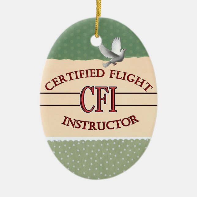 ORNEMENT EN CÉRAMIQUE INSTRUCTEUR DE VOL CERTIFIÉ ROUGE DE LOGO CFI (Devant)