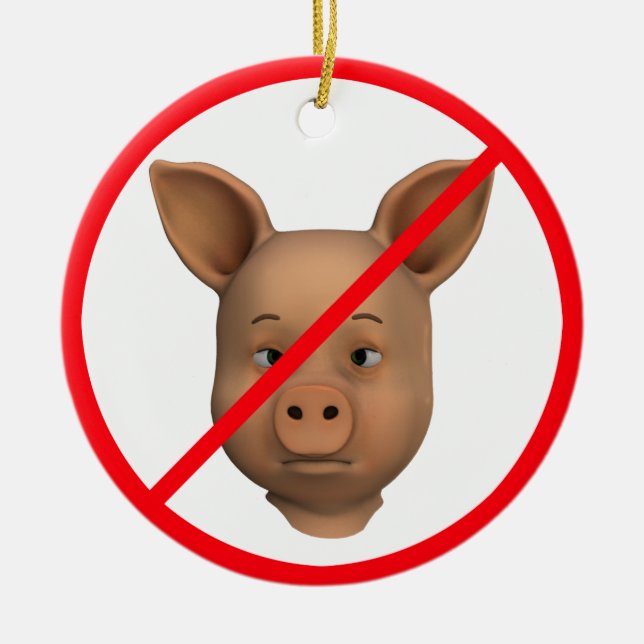 Ornement En Céramique Interdit Aux Cochons (Devant)