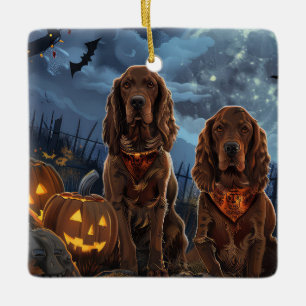 Ornement En Céramique Irish Red Setter Halloween Éffrayant