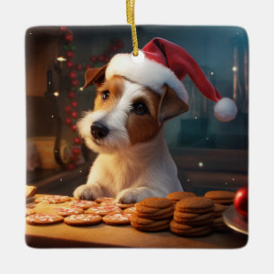Ornement En Céramique Jack Russell Christmas Cookies Festive Holiday