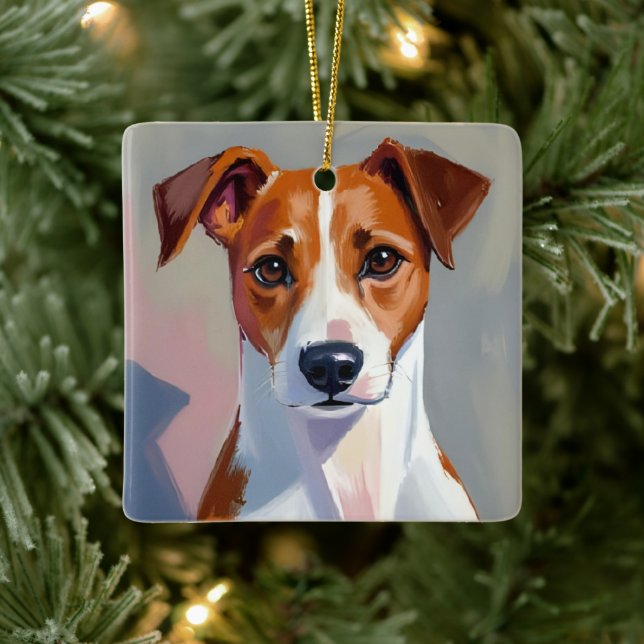 Ornement En Céramique Jack Russell Terrier | Peinture de chien animal de (Arbre)