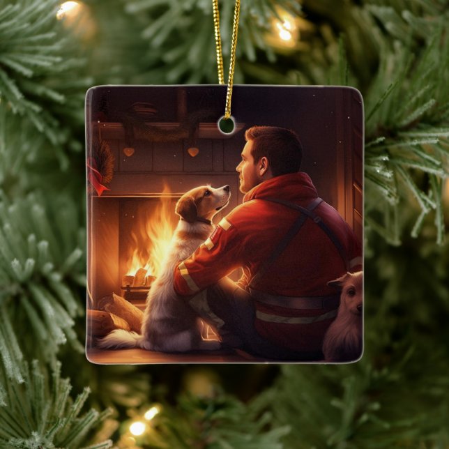 Ornement En Céramique Jack Russell Terrier Pompier, Chiot, Amoureux de C (Arbre)