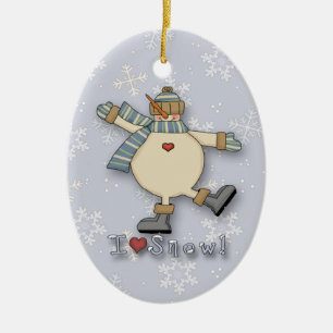 Ornement En Céramique J'adore Bonhomme de Neige