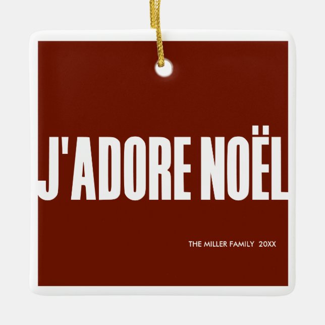 Ornement En Céramique J'adore Noël ! (Devant)