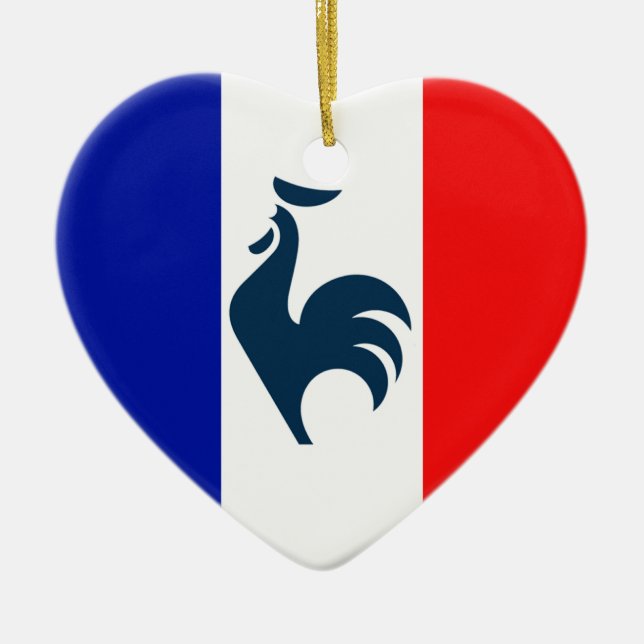 Ornement En Céramique J'aime coq drapeau France (Devant)