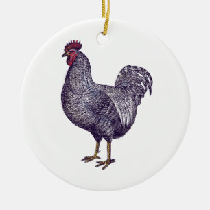 Ornement En Céramique J'aime des poulets de Plymouth Rock - coq vintage