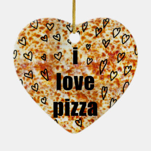 Ornement En Céramique J'aime la pizza/pizza m'aime
