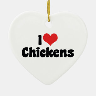 Ornement En Céramique J'aime les poules à coeur - Amoureux de poules
