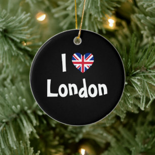 Ornement En Céramique J'aime Londres Union Jack Cœur