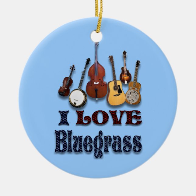 ORNEMENT EN CÉRAMIQUE J'AIME L'ORNEMENT DE BLUEGRASS (Devant)