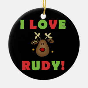 Ornement En Céramique J'aime l'ornement de souvenir de Noël de Rudy