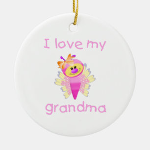 Ornement En Céramique J'aime ma grand-maman (la fille flutterby)