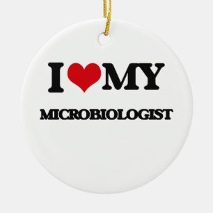 Ornement En Céramique J'aime mon microbiologiste