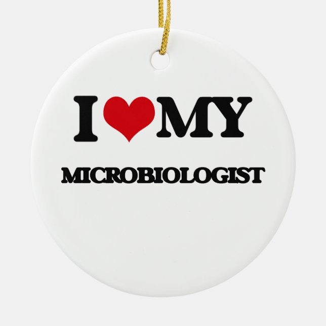 Ornement En Céramique J'aime mon microbiologiste (Devant)