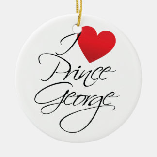 Ornement En Céramique J'aime Prince George, Coeur Rouge