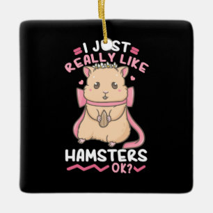 Ornement En Céramique J'Aime Vraiment Hamsters Ok