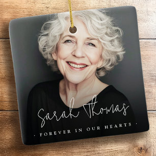 Ornement En Céramique Jamais dans nos coeurs funéraire mémorial noir