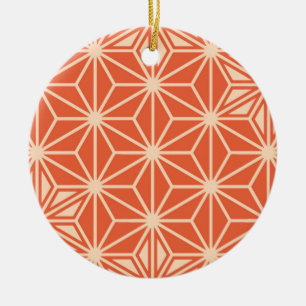 Ornement En Céramique Japonais Asanoha motif - corail orange