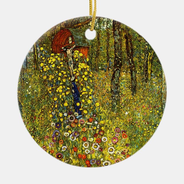 Ornement En Céramique Jardin agricole avec Crucifix par Gustav Klimt (Devant)