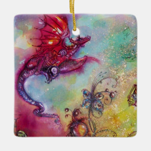 ORNEMENT EN CÉRAMIQUE JARDIN DES OMBRES PERDUES - DRAGON ROUGE VOL