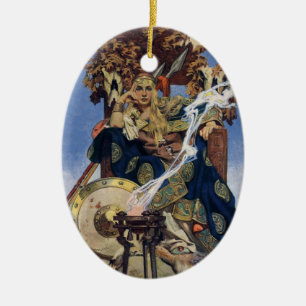 Ornement En Céramique JC Leyendecker Reine Maeve Guerrière Celtique