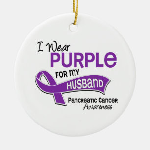 Ornement En Céramique Je porte le Cancer pancréatique de mari du pourpr