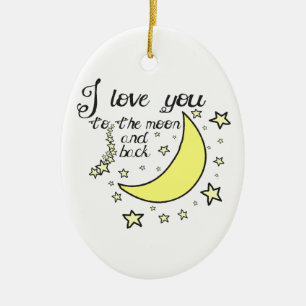 Ornement En Céramique Je t'aime à la lune et au dos