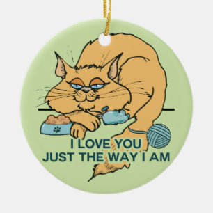 Ornement En Céramique Je t'aime dire graphique de chat drôle