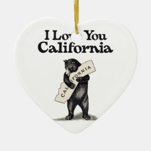 Ornement En Céramique Je t'aime étreinte d'ours de la Californie