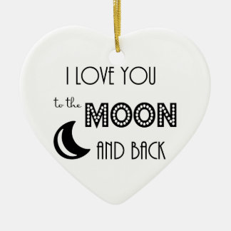 Ornement En Céramique je t'aime jusqu'à la lune et retour noir blanc