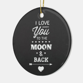Ornement En Céramique Je T'Aime Sur La Lune Et De Retour