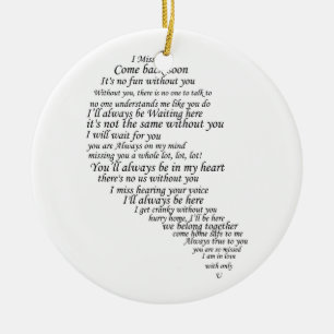 Ornement En Céramique Je te manque du texte en demi-coeur