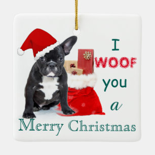 Ornement En Céramique "Je vous souhaite un joyeux Noël" Chien de taule