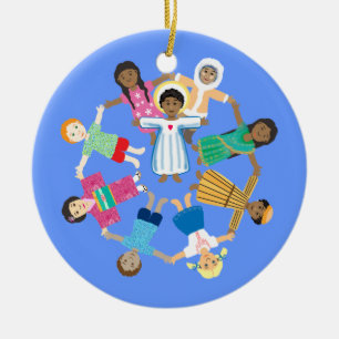 Ornement En Céramique Jésus et les petits enfants
