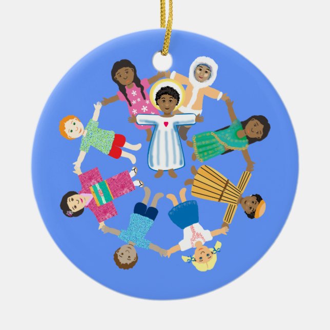 Ornement En Céramique Jésus et les petits enfants (Devant)